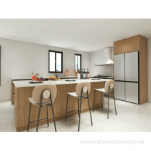 Gabinetes de Cocina Contemporary Wood Veneer Kitchen Cabinet